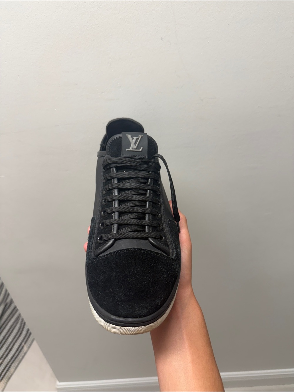 Louis Vuitton Black Suede & Leather Men's Low-Top Sneaker